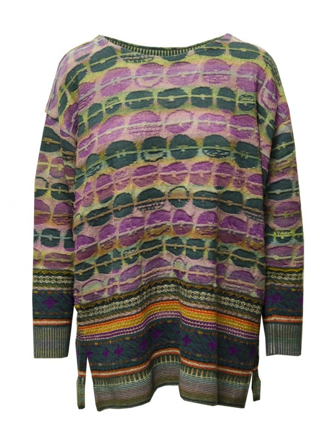 M.&Kyoko green pink patterned wool sweater BDA01402WA GREEN 42 women s knitwear online shopping