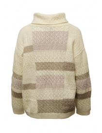 M.&Kyoko pullover a collo alto effetto patchwork bianco