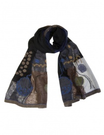 M.&Kyoko black and blue patterned wool scarf