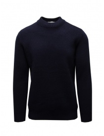 Men s knitwear online: Monobi Beluga pullover in blue cashmere