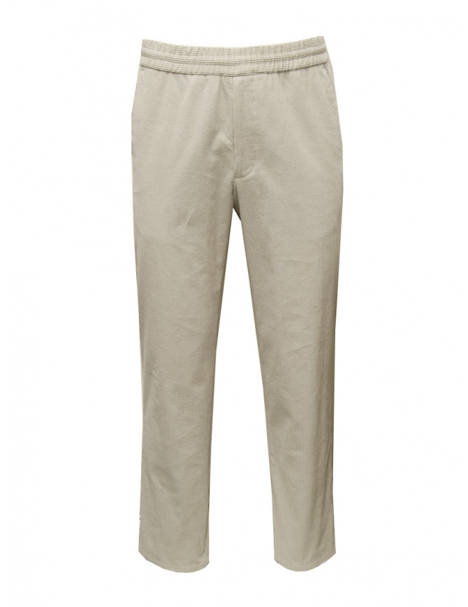 Monobi beige velvet pants with drawstring 16799151 GESSO 36110 mens trousers online shopping