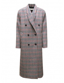 Maison Lener Defini Coat red and blue houndstooth checked SF26AML7MV0212 NAVY-RED