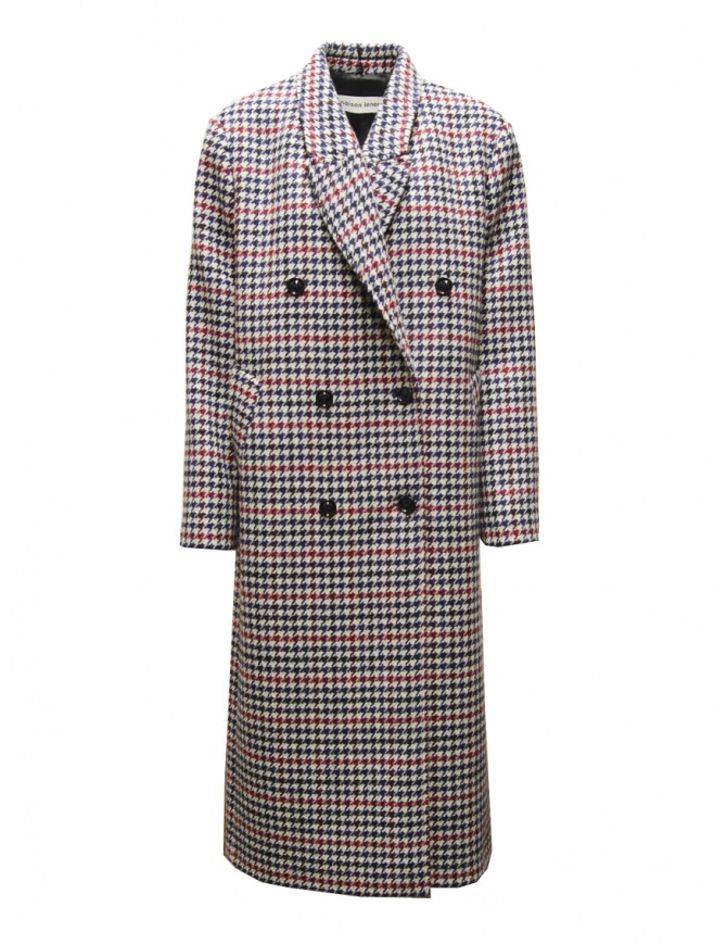 Maison Lener Defini Coat red and blue houndstooth checked SF26AML7MV0212 NAVY-RED womens coats online shopping