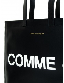 Comme des Garçons slim black leather tote bag with logo bags buy online