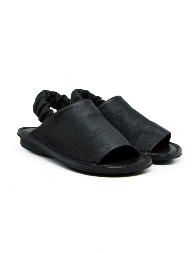 Trippen Nudge flat leather sandal with elasticated ankle band NUDGE BLK ALB WAW PA BLK womens shoes online shopping