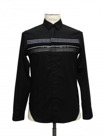 Camicie uomo online: Camicia Cy Choi colore nero con fascia a quadri e pois