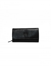 Wallets online: Il Bisonte Long Wallet with Zippers in Black Leather