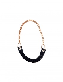 Ligia Dias necklace with pink brass chain and black washers A5 BLACK WASHERS CREAM PEARLS order online