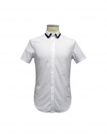Mens shirts online: Shirt CY CHOI short sleeves with knitted collar